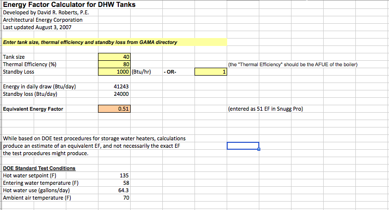 Kb Energy Factors Calculator For Misc Tanks Snugg Pro